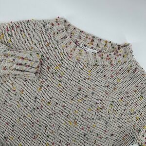 Seven 7‎ Women's Medium Confetti Knit Sweater Round Long Sleeve Beige Multicolor